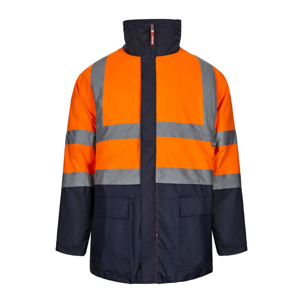 4in1 Parka in Orange und Navy mit reflektierenden Streifen